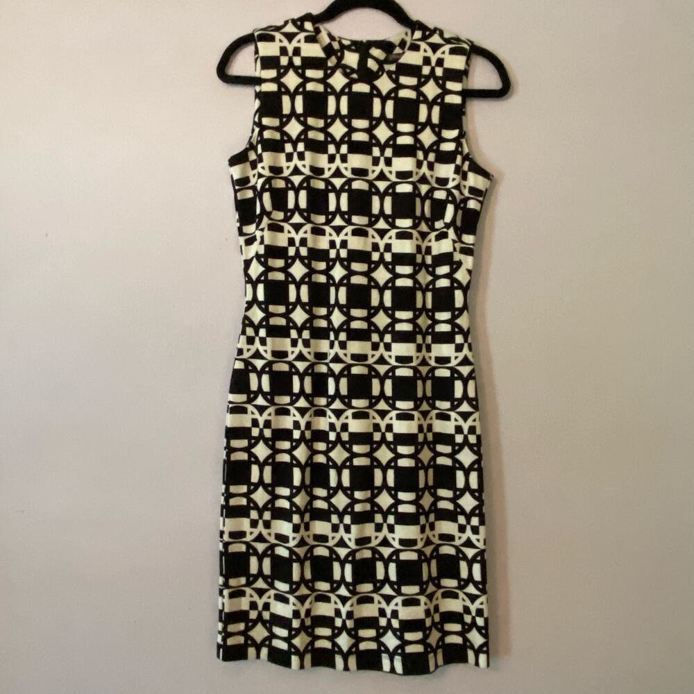 J. McLaughlin Black White Catalina Cloth Sleeveless Knee Length Artsy Dress XS